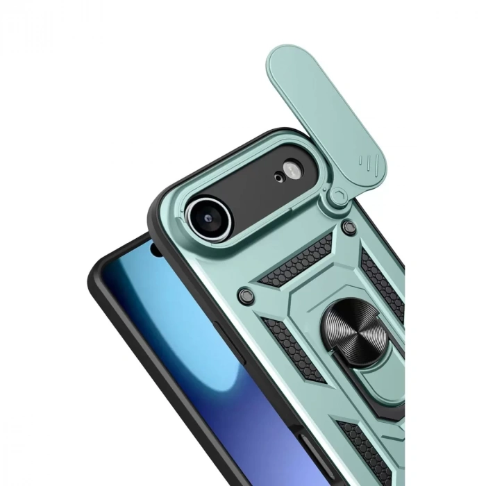 İphone 17 Air Pars Lens Yüzüklü Silikon - Yeşil