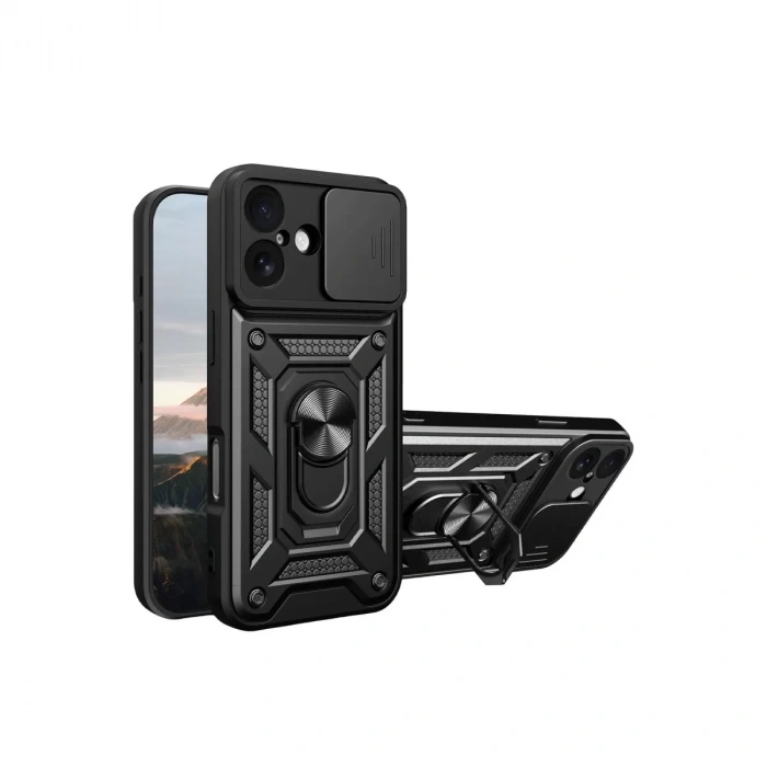 İphone 17 Pars Lens Yüzüklü Silikon - Siyah