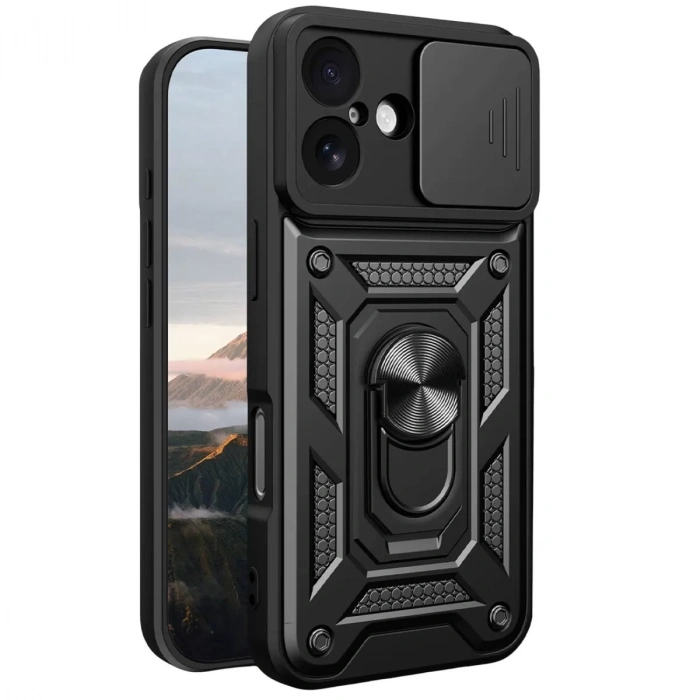 İphone 17 Pars Lens Yüzüklü Silikon - Siyah