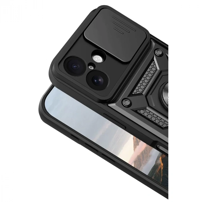 İphone 17 Pars Lens Yüzüklü Silikon - Siyah