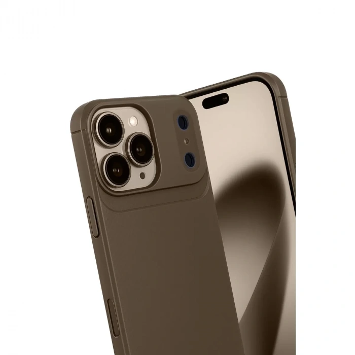İphone 17 Pro Auto Focus Karbon Kapak - Kahverengi