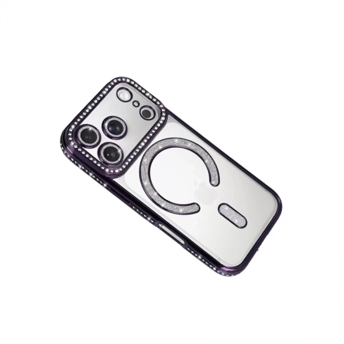 İphone 17 Pro Joke Simli Magneticsafe Kılıf - Derin Mor