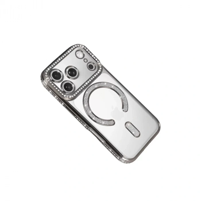 İphone 17 Pro Joke Simli Magneticsafe Kılıf - Gümüş