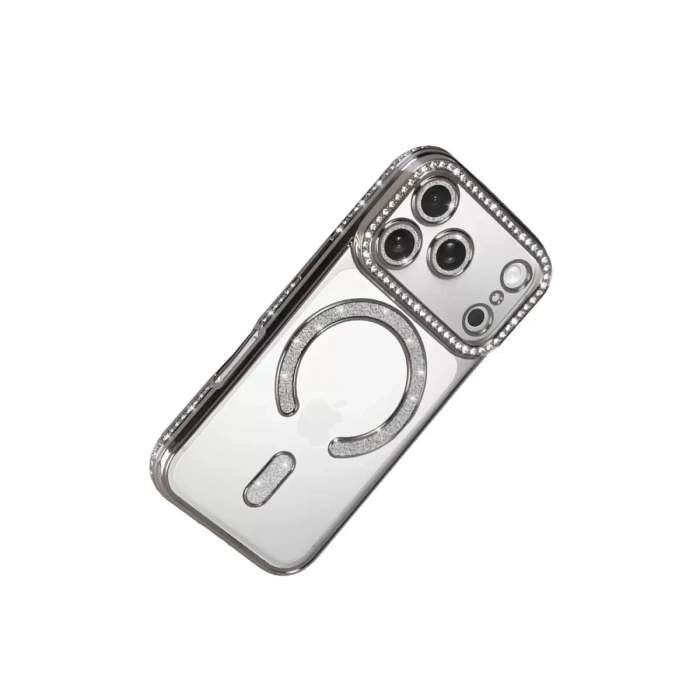 İphone 17 Pro Joke Simli Magneticsafe Kılıf - Gümüş