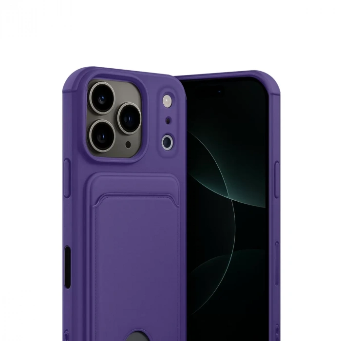 İphone 17 Pro Kelvin Kartvizitli Silikon - Derin Mor