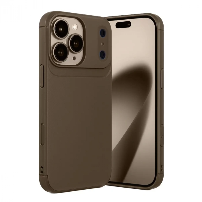İphone 17 Pro Max Auto Focus Karbon Kapak - Kahverengi