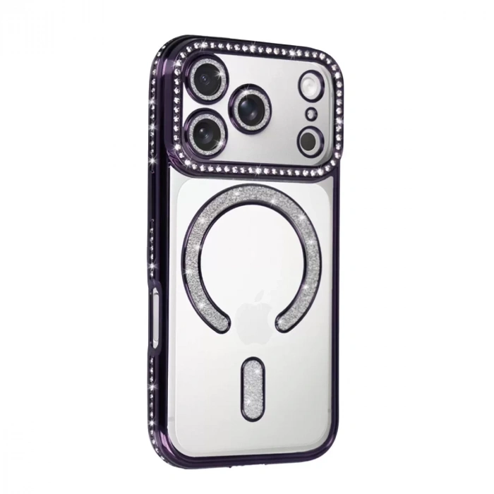 İphone 17 Pro Max Joke Simli Magneticsafe Kılıf - Derin Mor