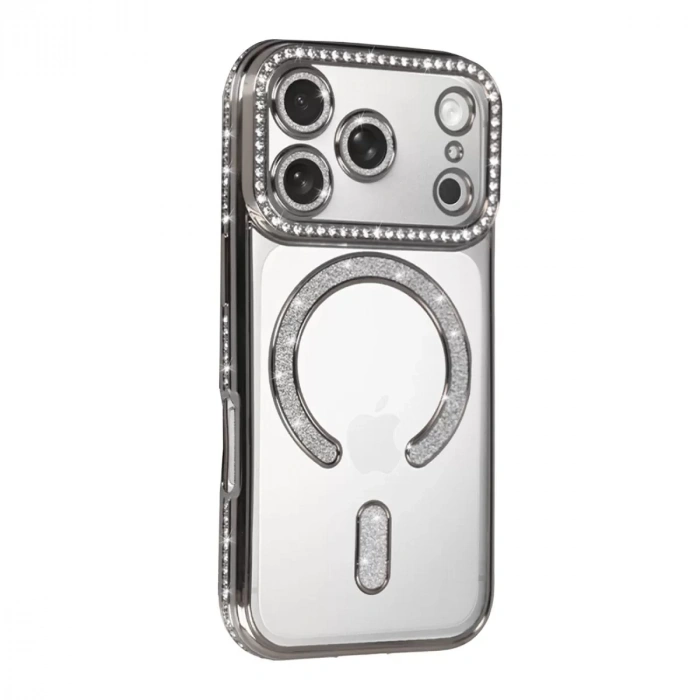 İphone 17 Pro Max Joke Simli Magneticsafe Kılıf - Gümüş