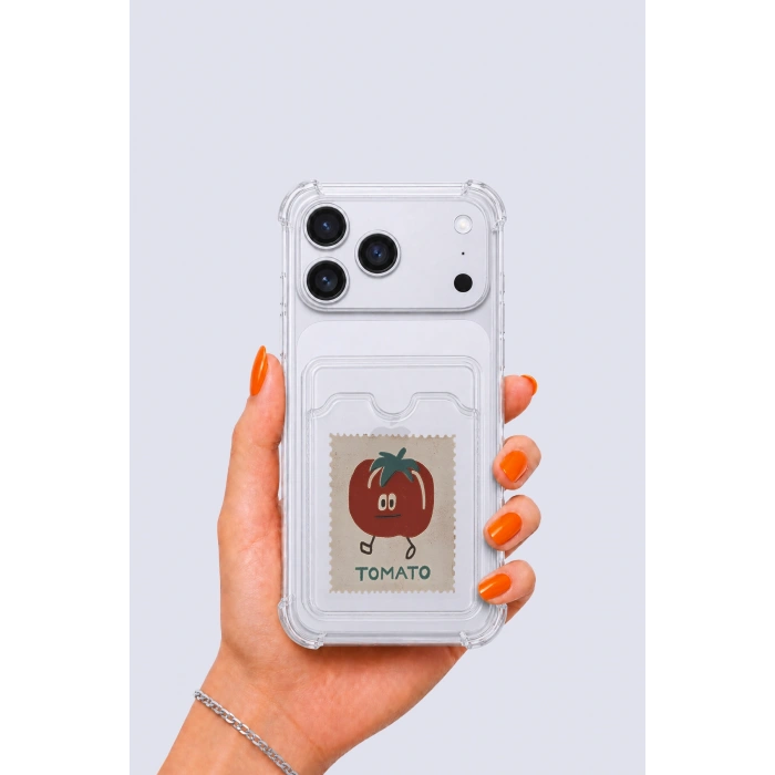 iPhone 17 Pro Max Kartlıklı Tomato Desenli Kılıf