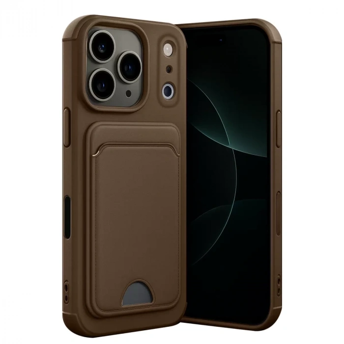 İphone 17 Pro Max Kelvin Kartvizitli Silikon - Kahverengi