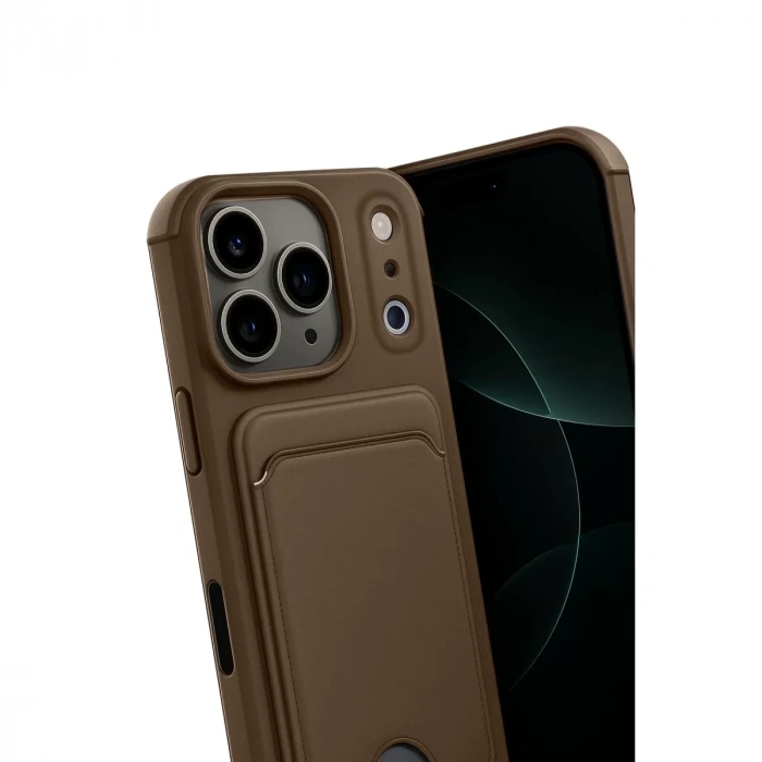 İphone 17 Pro Max Kelvin Kartvizitli Silikon - Kahverengi