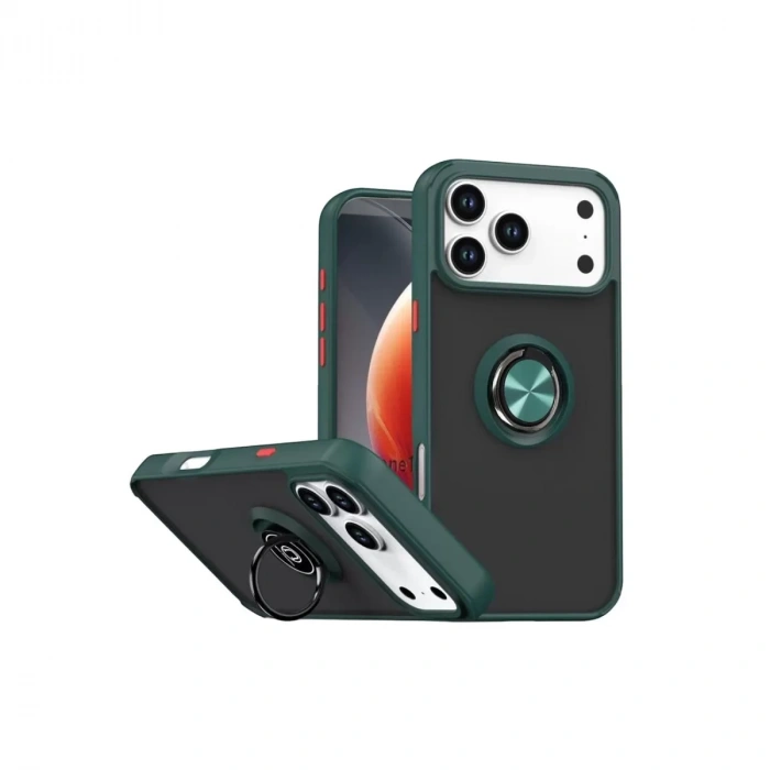 İphone 17 Pro Max Montreal Yüzüklü Silikon Kapak - Yeşil