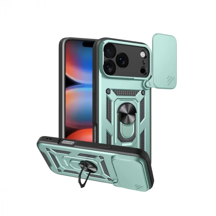 İphone 17 Pro Max Pars Lens Yüzüklü Silikon - Yeşil
