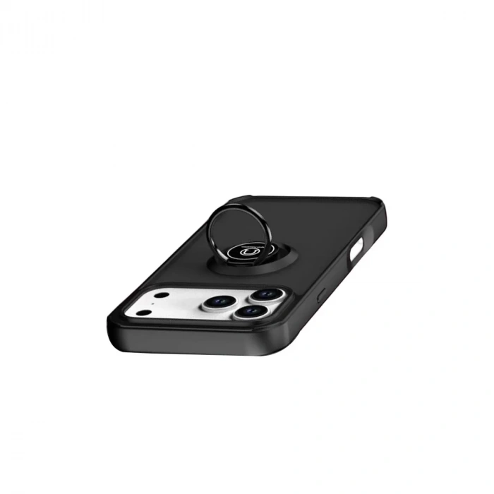 İphone 17 Pro Montreal Yüzüklü Silikon Kapak - Siyah