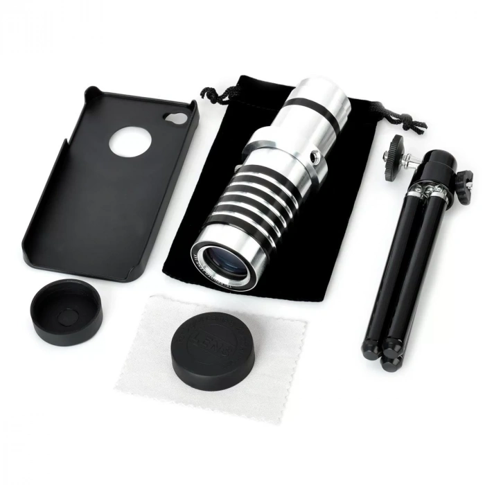 Iphone 5 5S - Iphone 4 4S Için Alüminyum 14X Optik Zoom Yakından Görüntü Çekme Dürbün