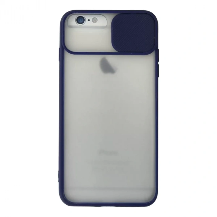 İphone 6 Plus Kılıf Palm Buzlu Kamera Sürgülü Silikon - Lacivert