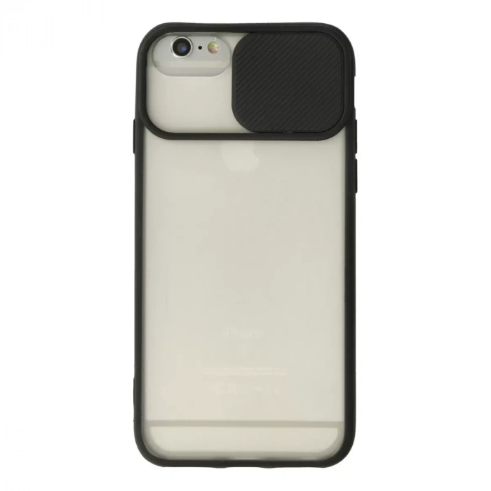 İphone 6 Plus Kılıf Palm Buzlu Kamera Sürgülü Silikon - Siyah