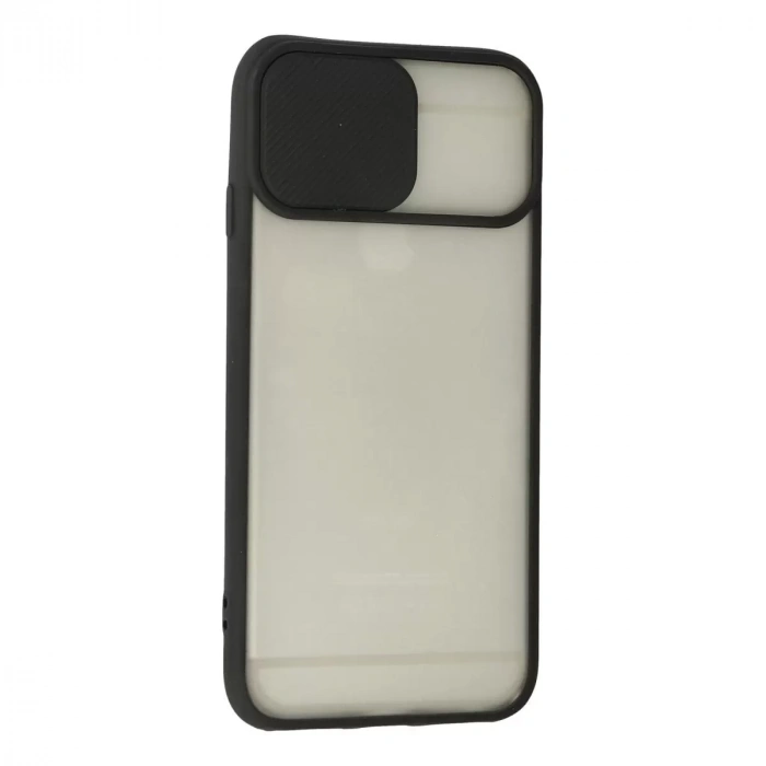 İphone 6 Plus Kılıf Palm Buzlu Kamera Sürgülü Silikon - Siyah