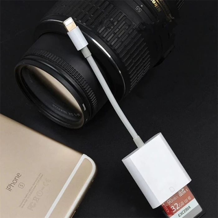İPhone/İPad Lightning To SD Kart Hafıza Kart Adaptörü NK105-(5775)