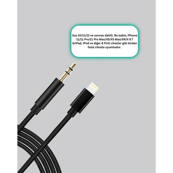 iPhone Lightning 3.5mm Aux Çevirici Kablo JH-023 Stereo Ses Aktarıcı