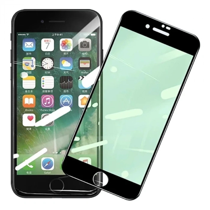 iPhone SE3-SE2 İPhone 8-7 Anti -Blue Green Light Göz Korumalı Tempered Full Ekran Koruyucu-(5775)