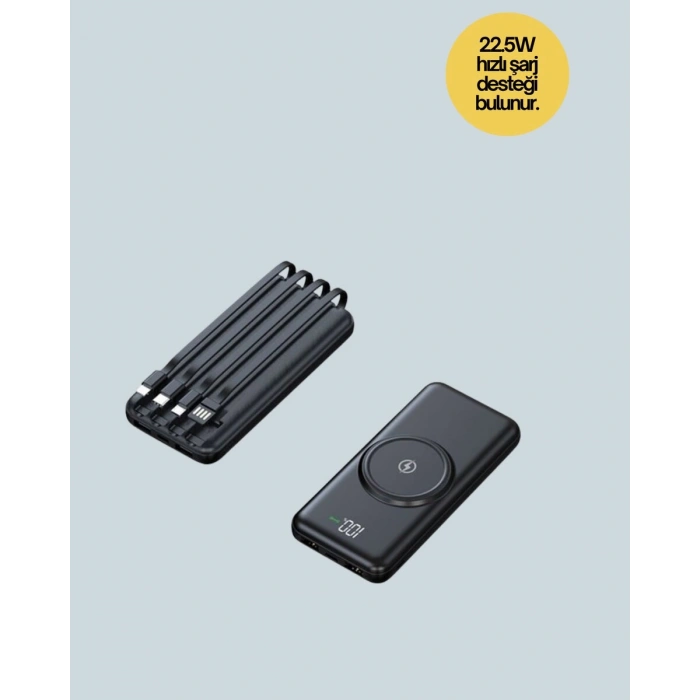 iPhone ve Android Uyumlu 10000mAh Powerbank – Hem Kablolu Hem Kablosuz