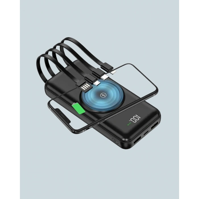 iPhone ve Android Uyumlu 10000mAh Powerbank – Hem Kablolu Hem Kablosuz