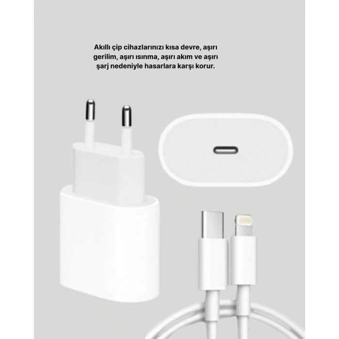 iPhone ve iPad Uyumlu 20W Güvenli USB-C Hızlı Şarj Adaptörü
