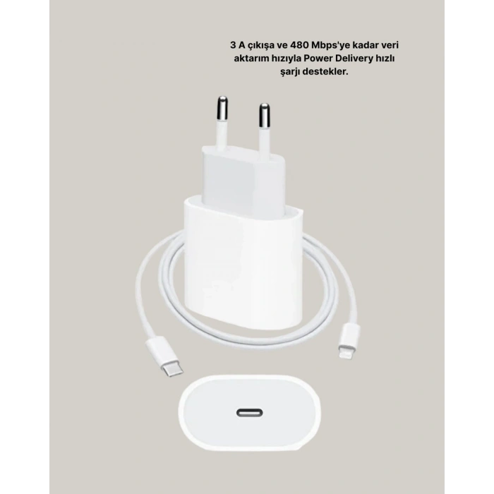 iPhone ve iPad Uyumlu 20W Güvenli USB-C Hızlı Şarj Adaptörü