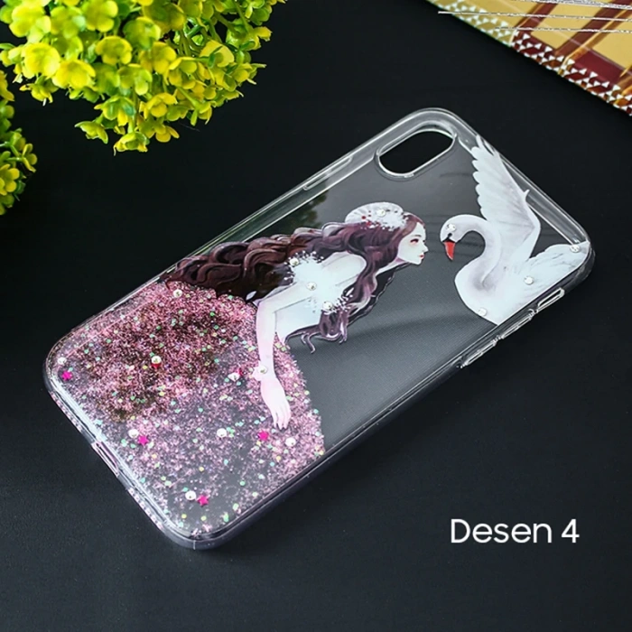 İphone X Xs 3d Diamond Elbise Şeffaf Silikon Kılıf-(5775)