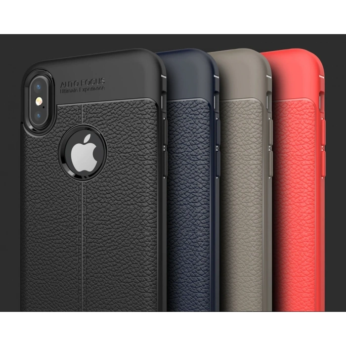 İphone X Xs Litchi Tam Koruma Soft Silikon Kılıf-(5775)