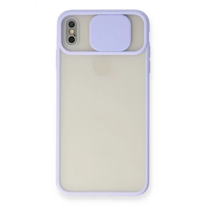 İphone Xs Max Kılıf Palm Buzlu Kamera Sürgülü Silikon - Lila