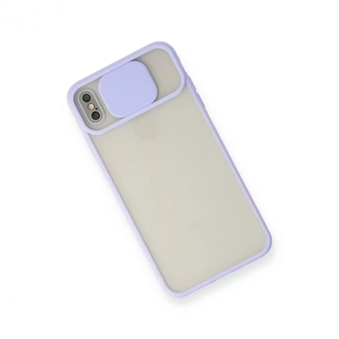 İphone Xs Max Kılıf Palm Buzlu Kamera Sürgülü Silikon - Lila