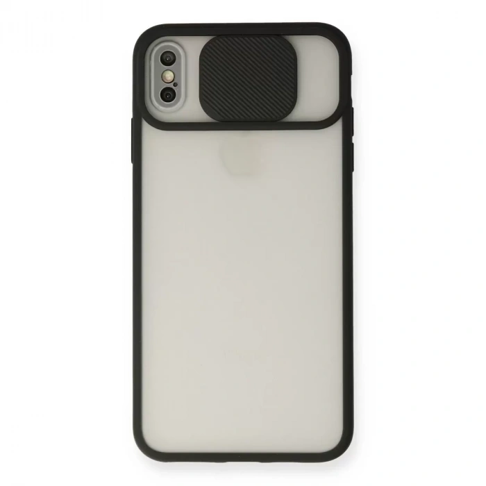 İphone Xs Max Kılıf Palm Buzlu Kamera Sürgülü Silikon - Siyah