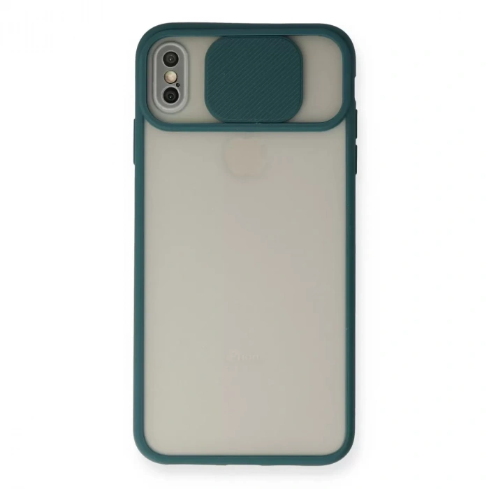 İphone Xs Max Kılıf Palm Buzlu Kamera Sürgülü Silikon - Yeşil