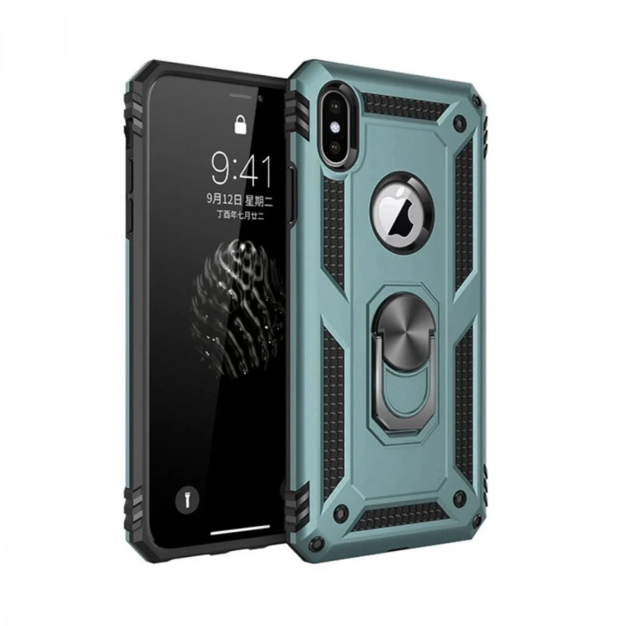 İphone Xs Max Kılıf Sofya Yüzüklü Silikon Kapak - Yeşil