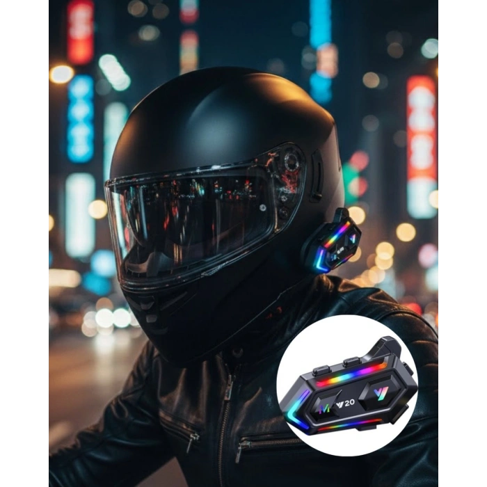 IPX6 Su Geçirmez Intercom 1000m Bağlantı 1000mAh Batarya RGB Işıklı