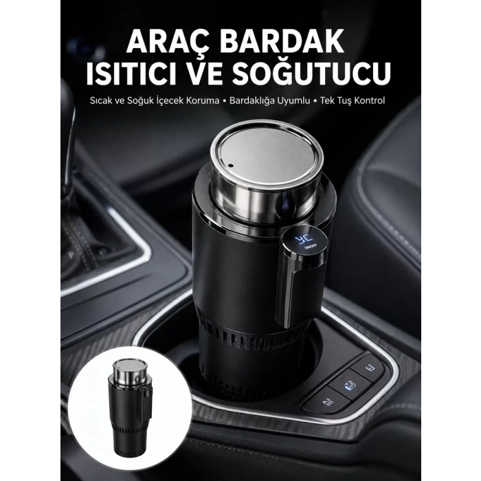 Isıtma Soğutma Özellikli Araç Bardaklığı Çakmak Girişli Akıllı Yeni Nesil