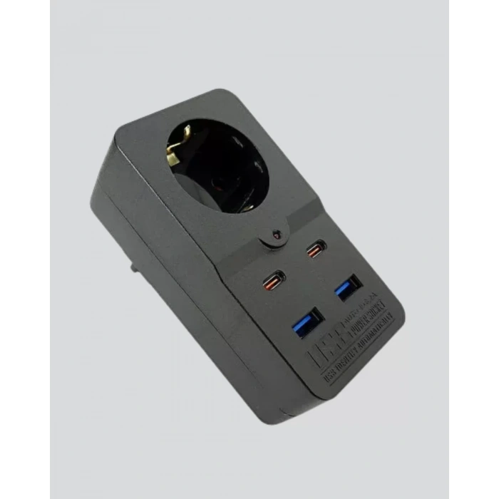 Isıya Dayanıklı PC Gövdeli Akım Korumalı Priz 4 USB Yeni Nesil