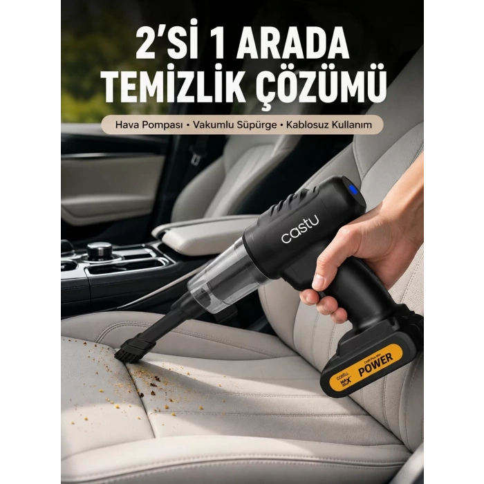 Kablosuz Araç El Süpürgesi Hava Pompası Kombinasyon