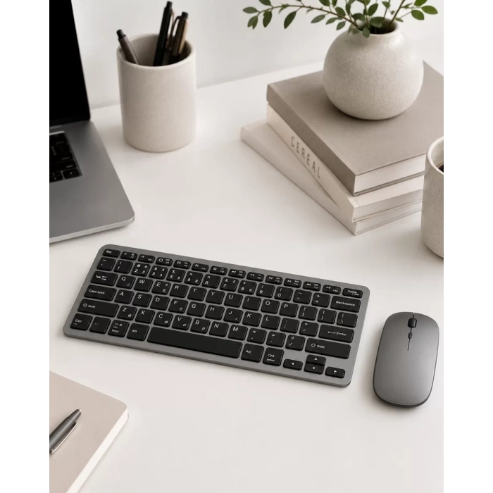 Kablosuz Bluetooth Klavye Mouse Seti Şarjlı Tablet Laptop Uyumlu