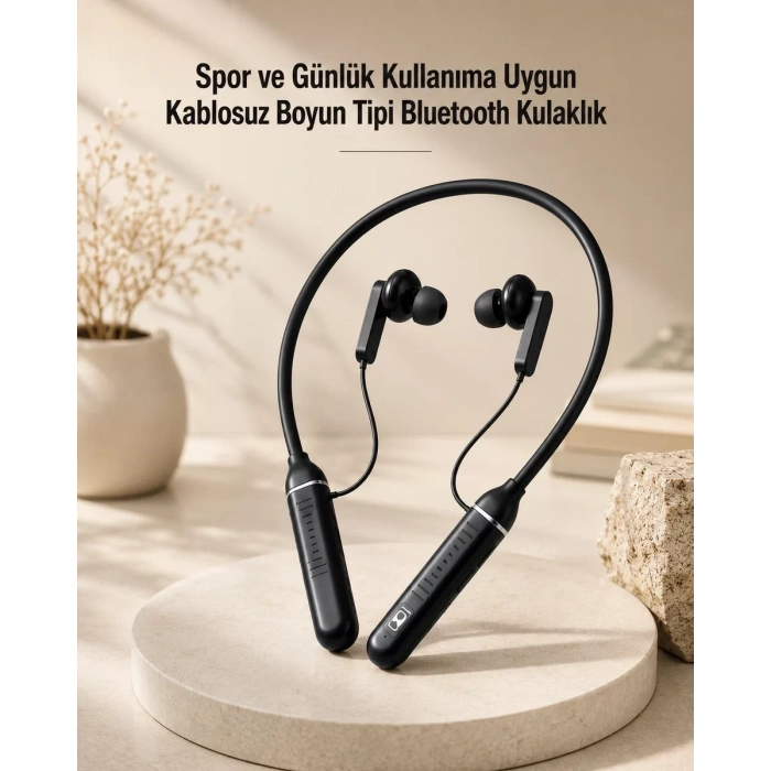 Kablosuz Boyun Tipi Bluetooth Kulaklık Mikrofonlu Spor ve Günlük Kullanıma Uygun
