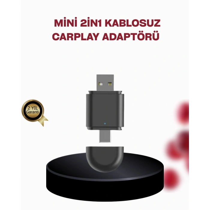 Kablosuz CarPlay Adaptörü – Bluetooth 5.4 ve Wi-Fi 6 Teknolojili Tak & Çalıştır Dönüştürücü