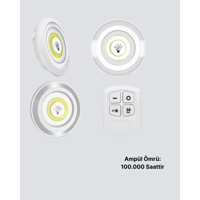 Kablosuz Gün Işığı 3’lü LED Spot Lamba Kumandalı