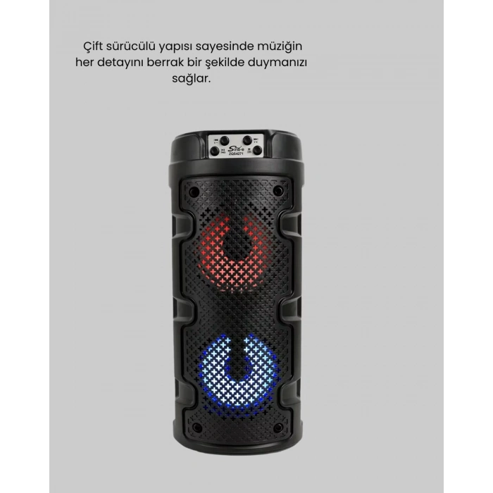 Kablosuz Stereo Hoparlör USB + SD Kart + AUX Destekli Bluetooth 5.0