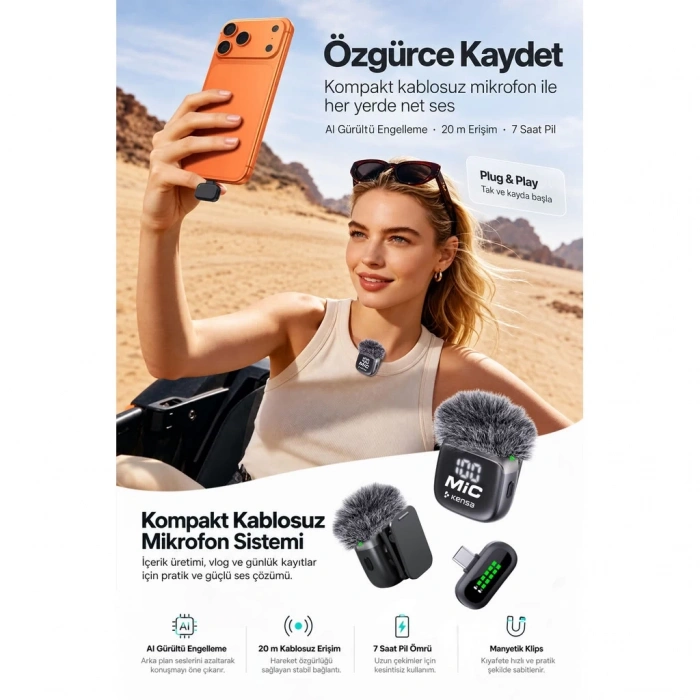 Kablosuz Yaka Mikrofonu KH541