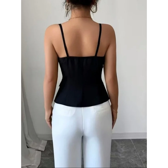 Kadın Askılı önü Döğmeli Atlas Bluz