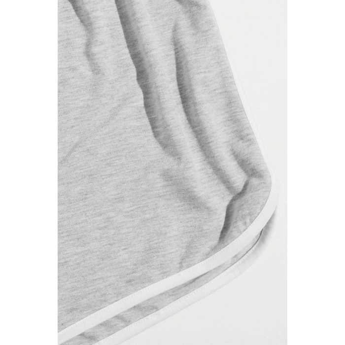 Kadın Gri Askılı Crop Top ve Şortlu Gecelik Takım H110559
