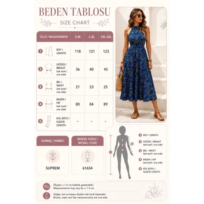 Kadın Omuz Dekolteli Halter Yaka Desenli Maxi Süprem Elbise