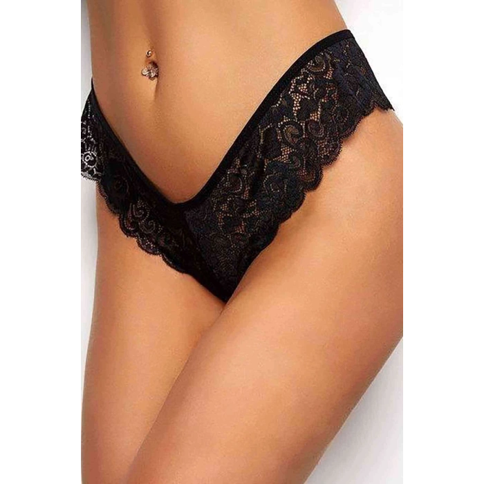 Kadın Siyah Dantelli Seksi Külot H110380